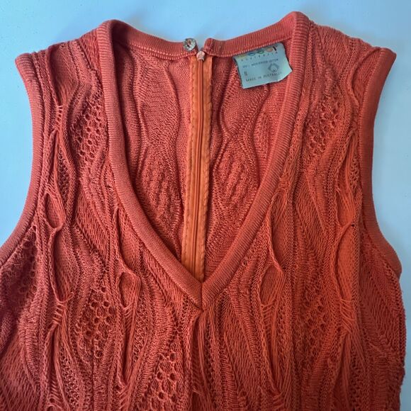 Coogi Australia Orange Sleeveless Sweater Dress Long 100% Mercerised Cotton SZ S - Picture 7 of 13